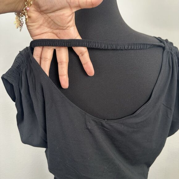 Max Studio Jumpsuit Womens Small Black Stretch Straight Leg Back Cutout Casual - Picture 10 of 14